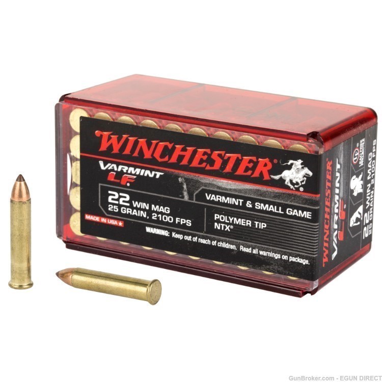 Winchester Ammo X22MHLF Varmint LF 22 Mag 28 gr Tin Hollow Point 50 Bx-img-0