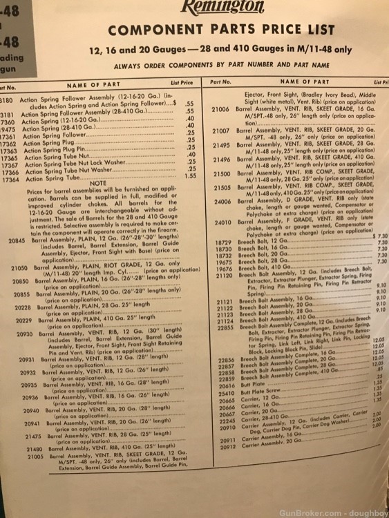 Remington Manual Parts Exploded View Price lists-img-4