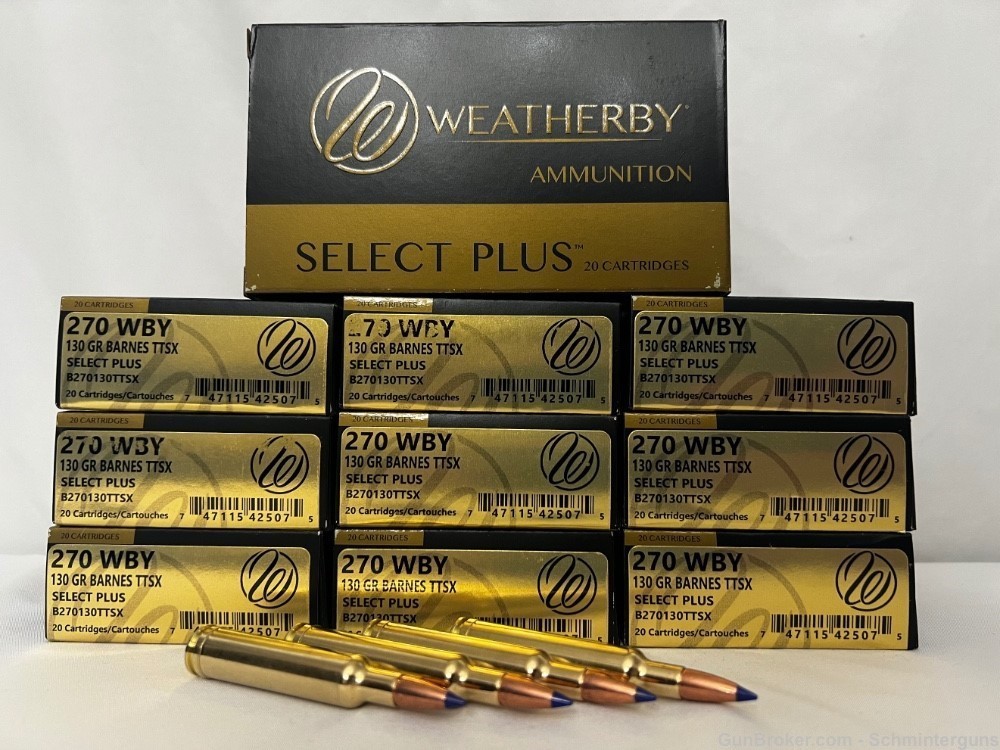 Weatherby 270 wby mag 130 Grain Barnes TTSX  Select Plus ammo  New Stock-img-0