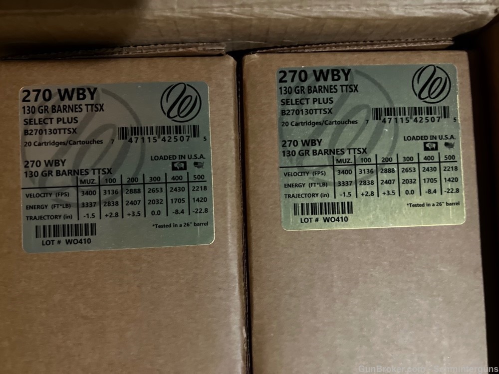 Weatherby 270 wby mag 130 Grain Barnes TTSX  Select Plus ammo  New Stock-img-3