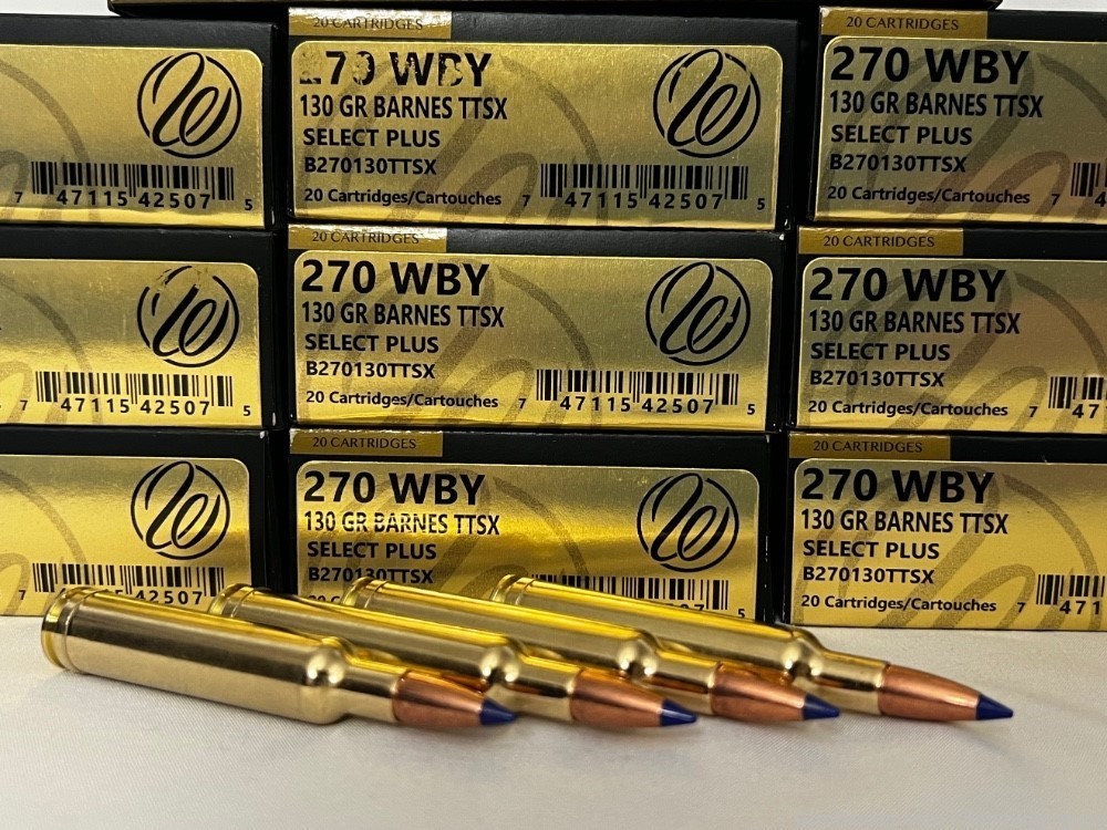 Weatherby 270 wby mag 130 Grain Barnes TTSX  Select Plus ammo  New Stock-img-1