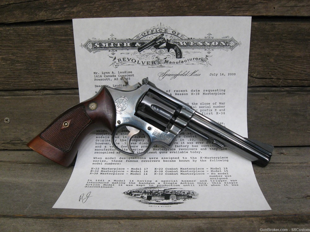Smith & Wesson 1957 Pre-Model 14 K-38 Masterpiece, 5" bbl & Letter REDUCED!-img-1