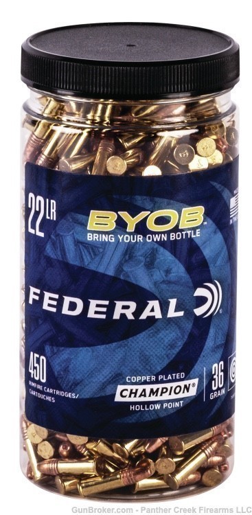 Federal Champion BYOB Rimfire Ammo 22LR 36gr CPHP 1260 fps 450 Rounds-img-0