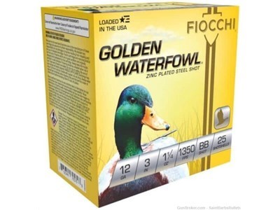Fiocchi Golden Waterfowl 12 Gauge 1350 fps 3? 1 1/4 oz. BB – 25 Rounds