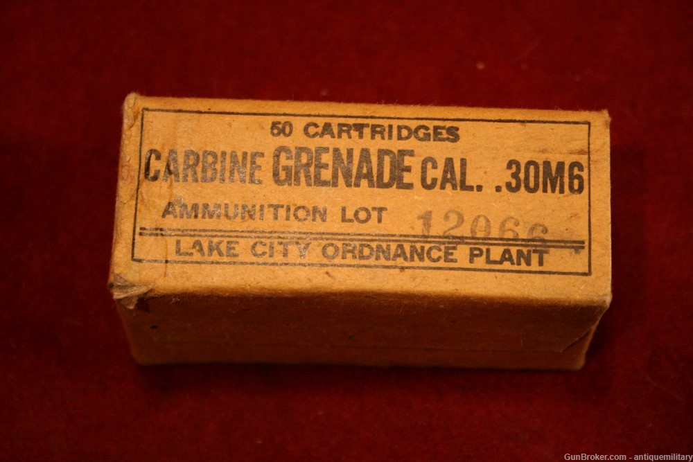 US M1 Carbine Grenade Cartridges - NOS Box of 50 - WW2 Lake City-img-0