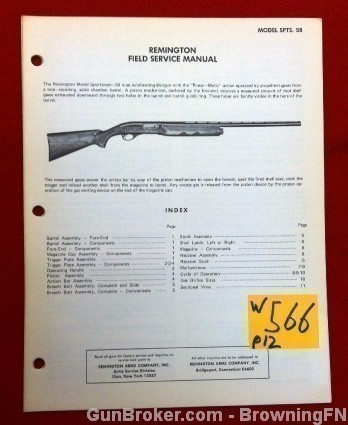 Orig Remington Model SPTS. 58 Field Service Owners Instruction Manual-img-0