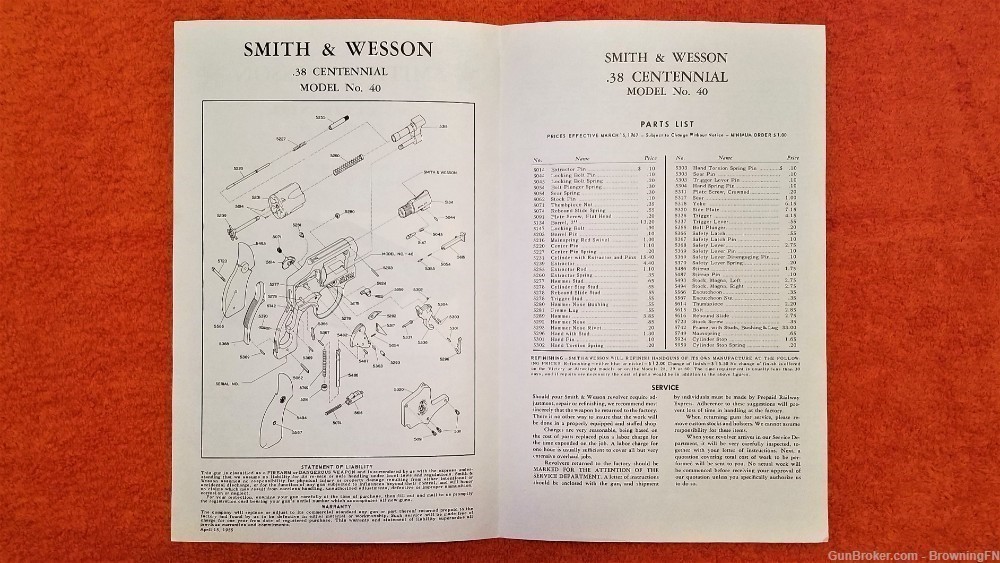 Original S&W Smith & Wesson Model 40 Owners Instruction Manual 1967-img-1