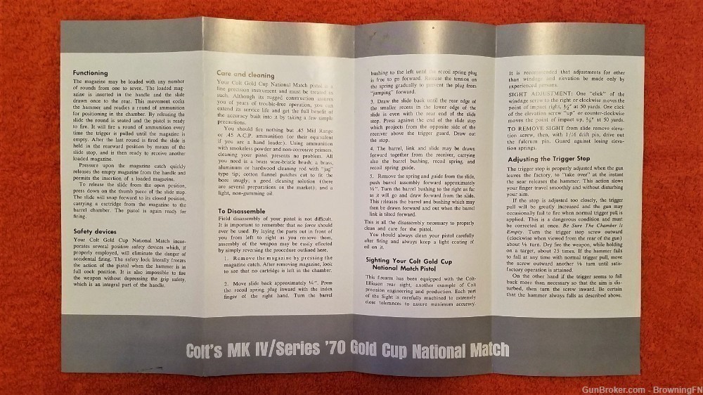 Original Colt Gold Cup National Match Series 70 Flyer-img-2