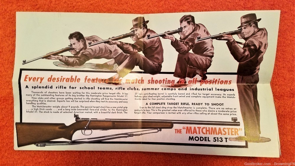 Original Remington Model 513T Matchmaster Target Rifle Flyer-img-1