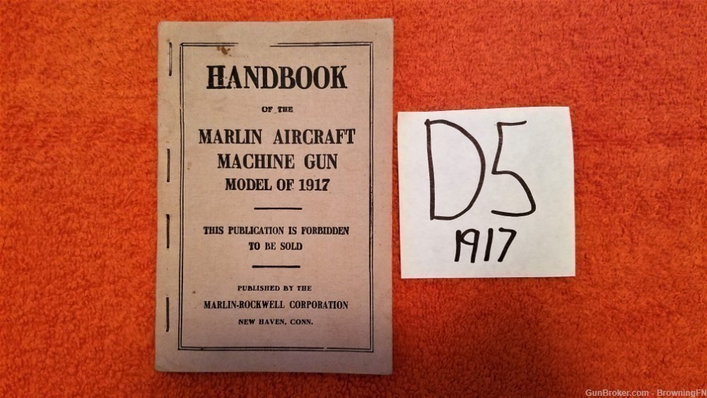 Original Marlin Aircraft Machine Gun Owners Manual Handbook 1917-img-0