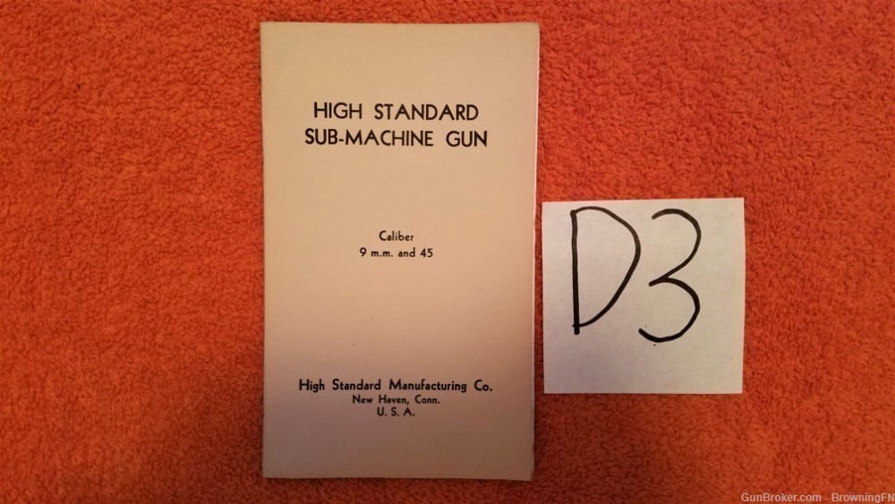 Original High Standard Sub-Machine Gun Owners Manual-img-0