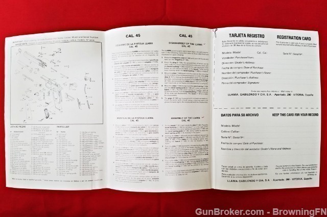 Orig Llama .45 Automatic Owners Instruction Manual-img-1