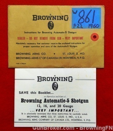 Orig Browning Automatic-5 Shotgun Owners Manual-img-0