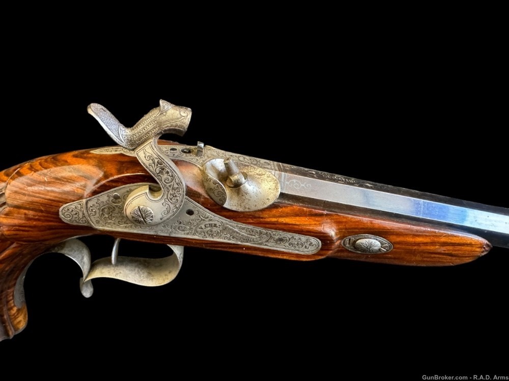 Amazing Antique V.Chr. Schilling Suhl German Dueling Pistols Matched Pair  -img-42