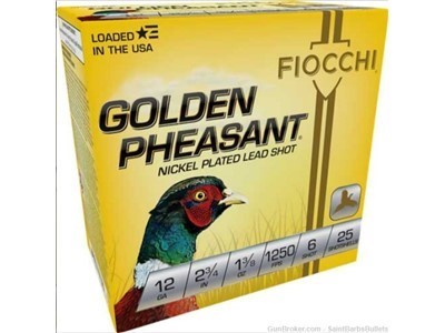 Fiocchi Golden Pheasant 12ga. 2.75? 1250fps 1-3/8 #6 – 25 Rounds