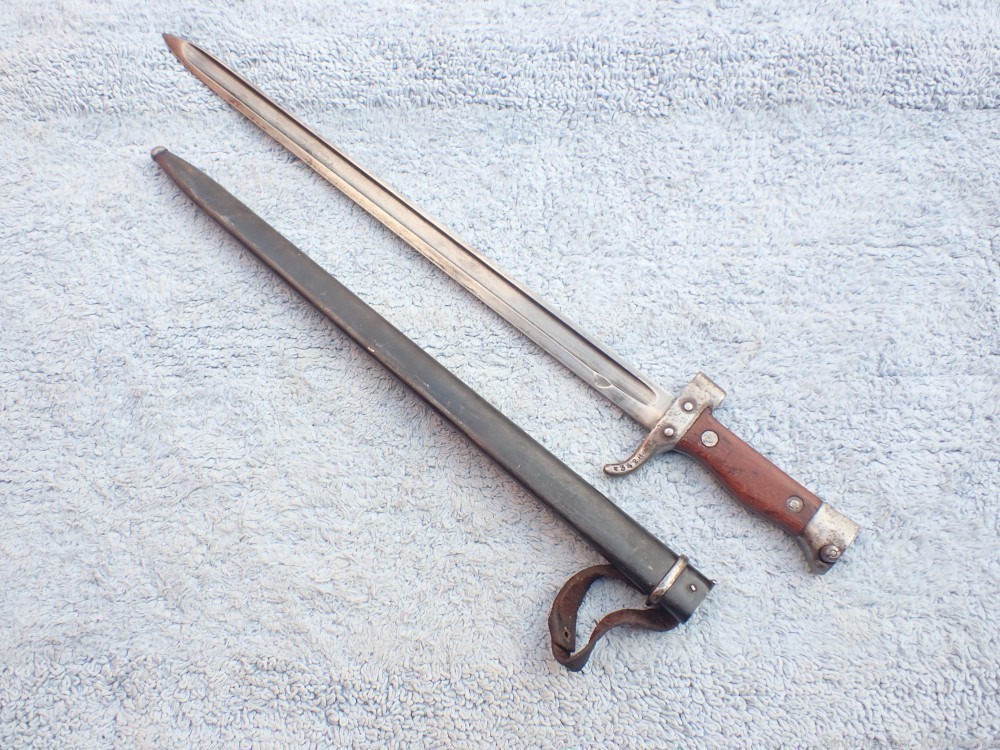 FRENCH WWI MLE 1892 BERTHIER BAYONET WITH ORIGINAL SCABBARD-img-1
