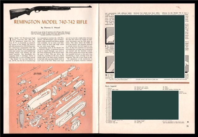 1961 REMINGTON 740-742 Exploded View Parts List Assembly Article-img-0