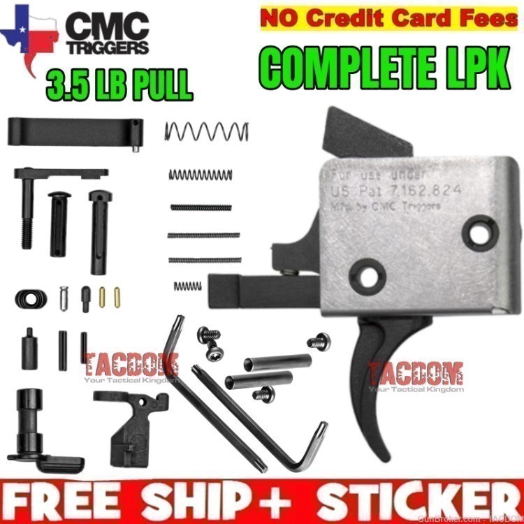 CMC TRIGGER AR15 AR CURVED 3.5lb Pull SINGLE STAGE TRIGGER LPK LOWER PARTS -img-0