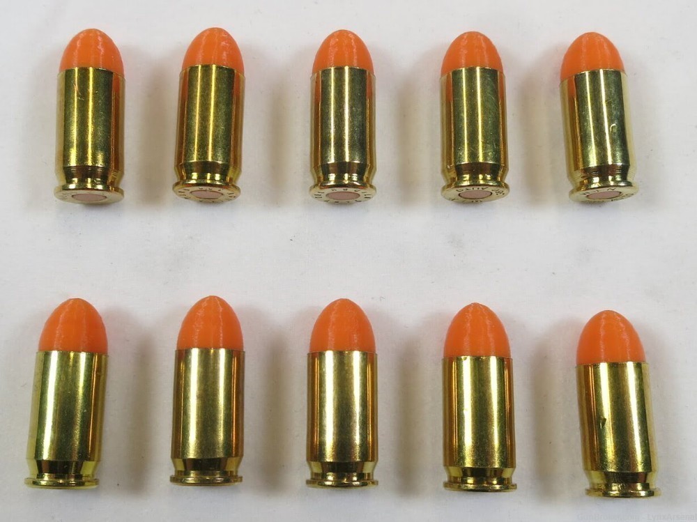 380 ACP Brass Snap caps / Dummy Training Rounds - Set of 10 - Orange-img-2