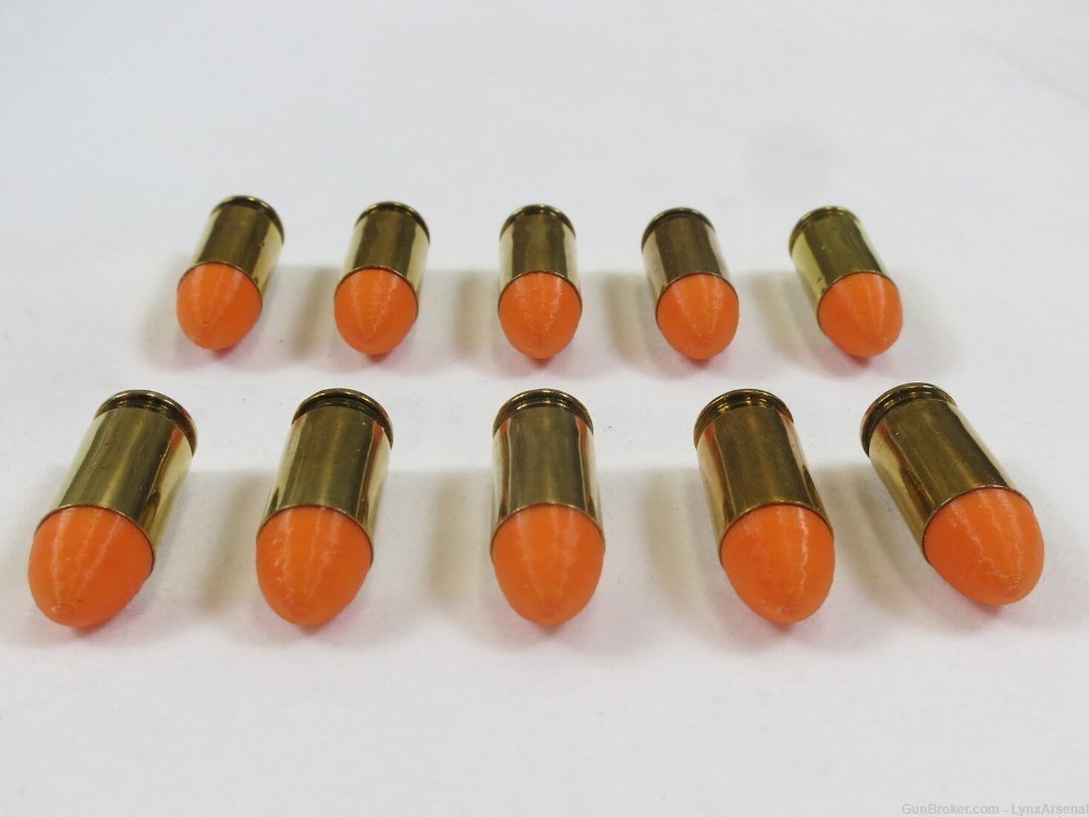 380 ACP Brass Snap caps / Dummy Training Rounds - Set of 10 - Orange-img-4