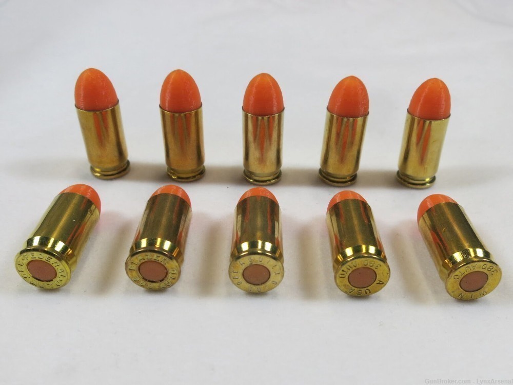 380 ACP Brass Snap caps / Dummy Training Rounds - Set of 10 - Orange-img-0