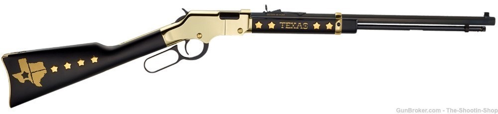 Henry GOLDEN BOY TEXAS TRIBUTE Rifle 22LR 20" BRASS Frame Tacked Wood NEW-img-0