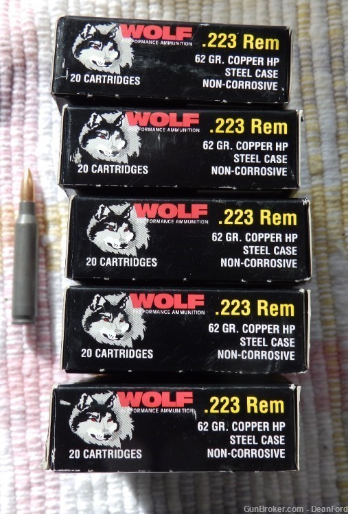 Wolf Performance Ammunition .223 Rem. (5.56mm NATO) 62 gr. Copper HP - RARE-img-2