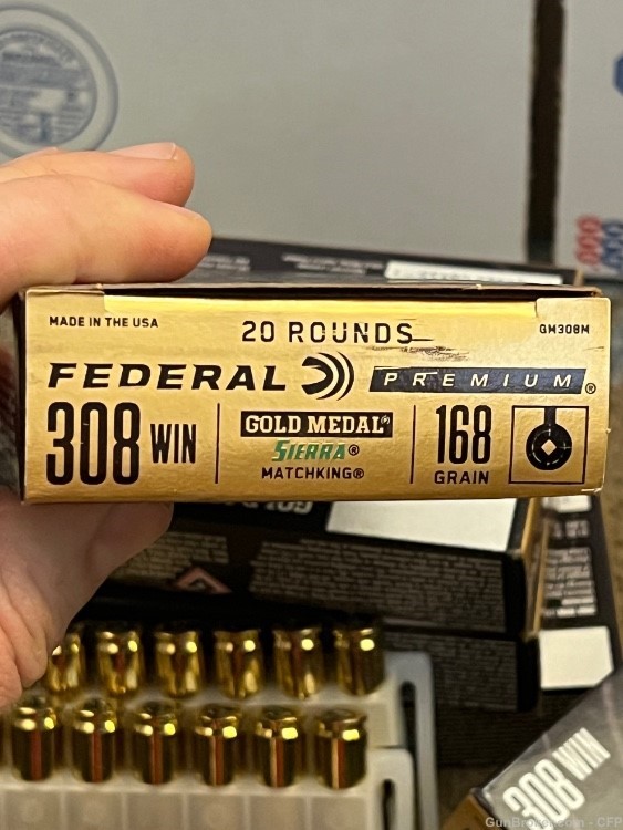100 rnds Federal Premium 308 Win 168 Gold Medal Sierra Matchking -img-5