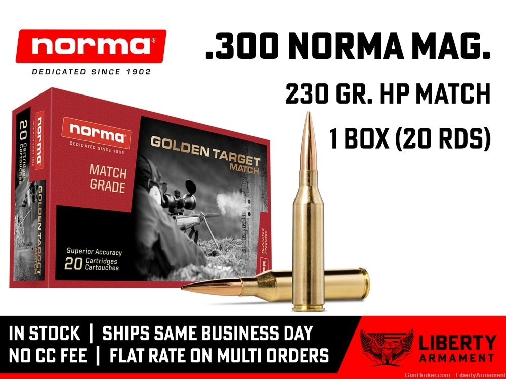 300 Norma Mag Ammo 230 gr Norma Golden Target Match Ammunition-img-0