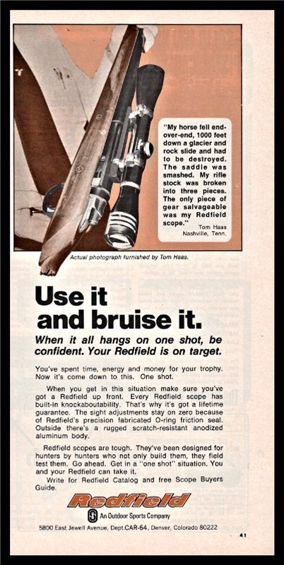 1974 REDFIELD Rifle Scope Testimonial PRINT AD-img-1