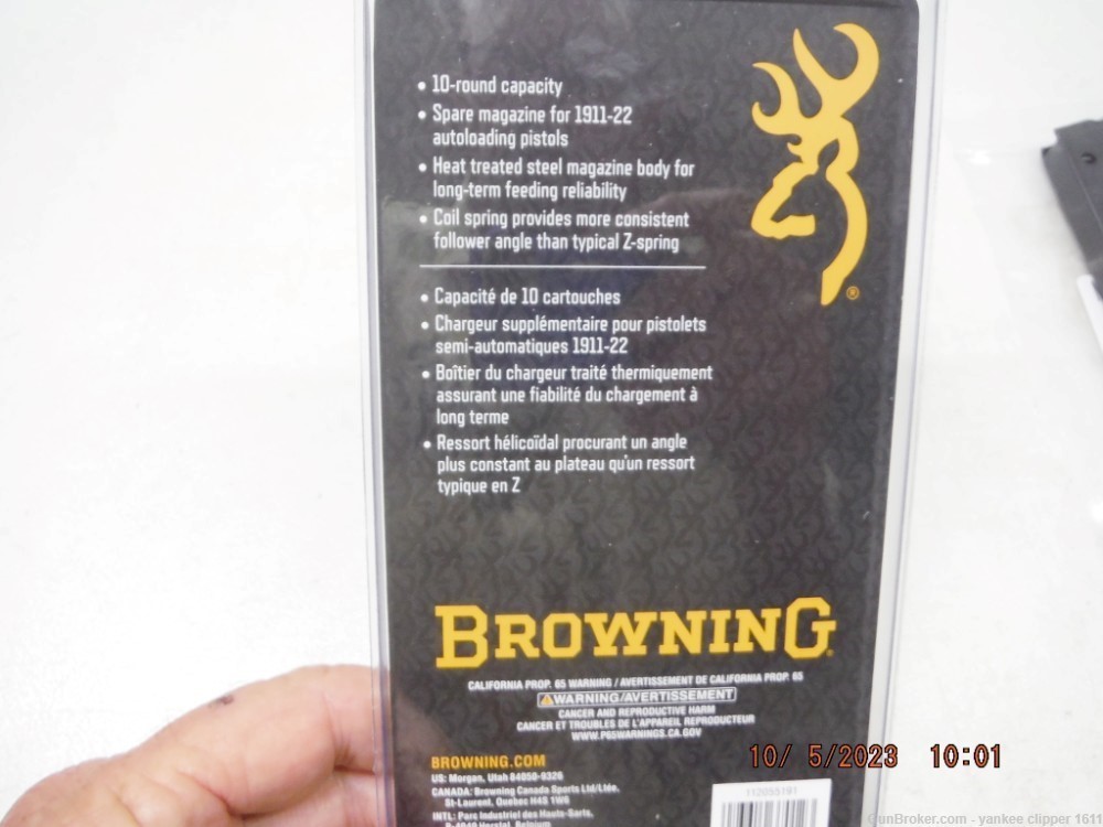 Browning 1911 22 LR 10Rd Magazine112055191 New Factory-img-3
