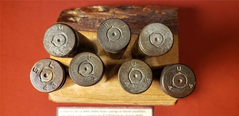 7 WW2 50BMG Brass Casings WWII Different Headstamps 50 Cal BMG B17 B24 #7-img-1