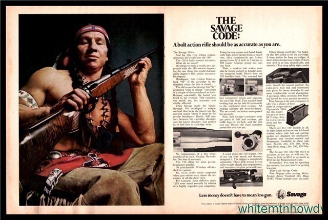 1969 SAVAGE 110 Rifle Indian Photo Centerfold AD-img-0