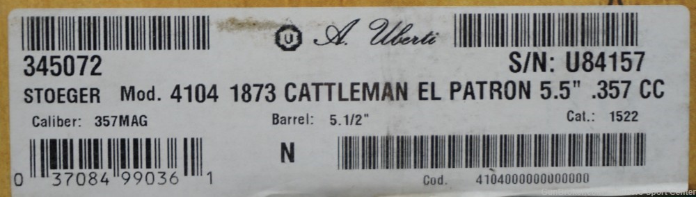 UNFIRED Uberti 1873 Cattleman El Patron 357 357mag 5.5" No reserve 1¢ Start-img-27