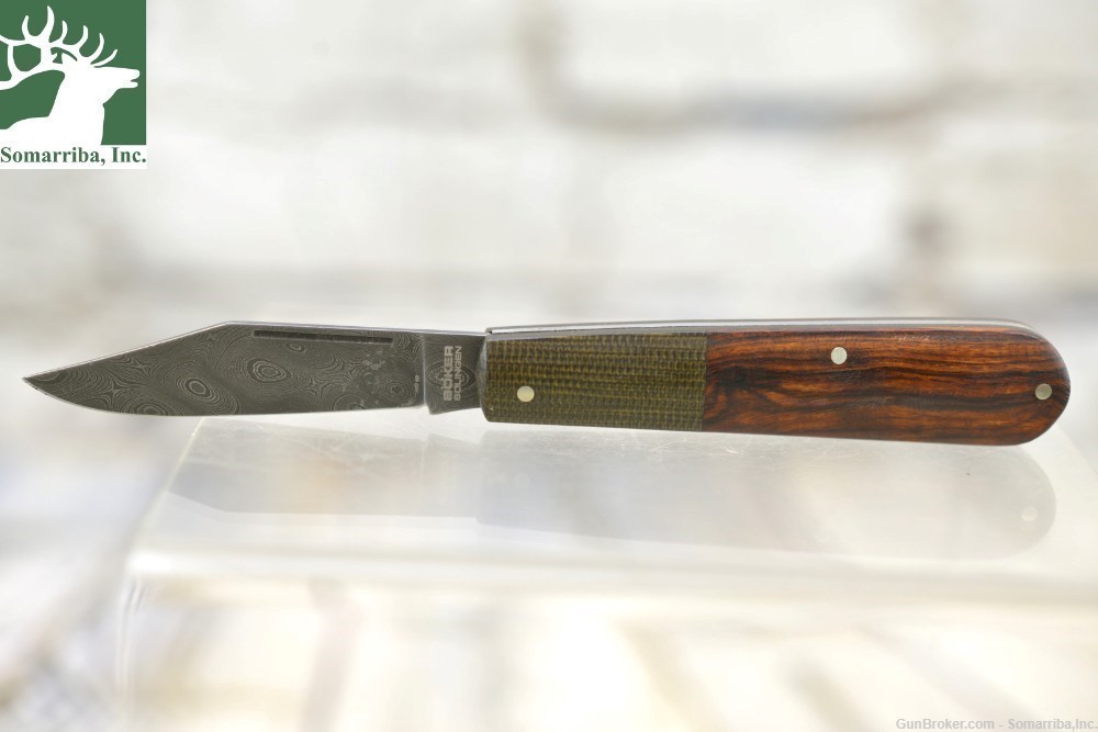 BOKER KNIFE 100501DAM BARLOW INTERGRAL LEOPARD DAMASCUS 2.56" DAMASCUS -img-0