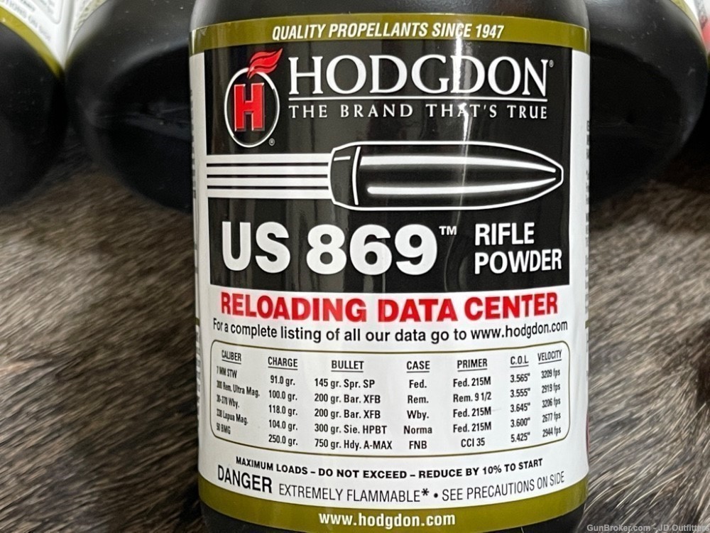 NEW HODGDON US 869 POWDER IN 5 1LB BOTTLES US869-img-1