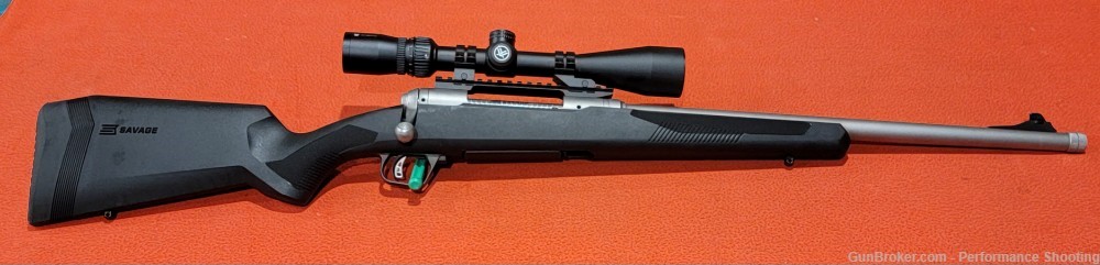 Savage 110 Brush Hunter 375 RUGER 20" Stainless Threaded Barrel with Scope-img-0