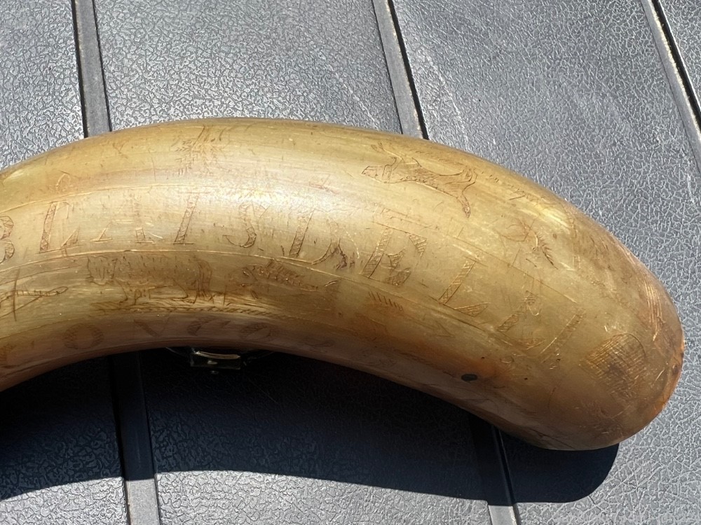 Engraved Early US Federal Powder Horn Identified Named and Dated 1834 War -img-29