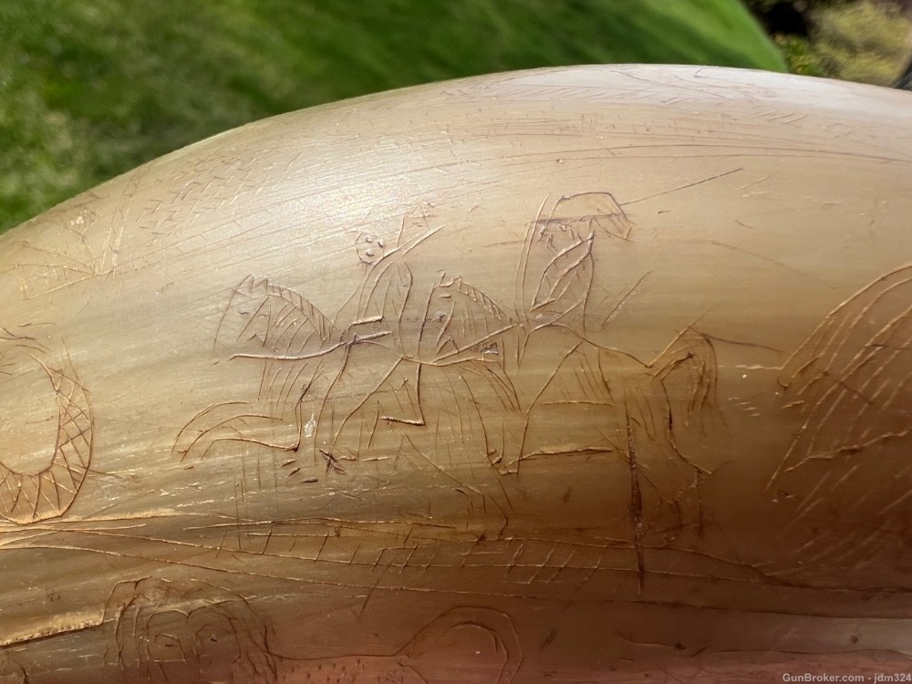 Engraved Early US Federal Powder Horn Identified Named and Dated 1834 War -img-12
