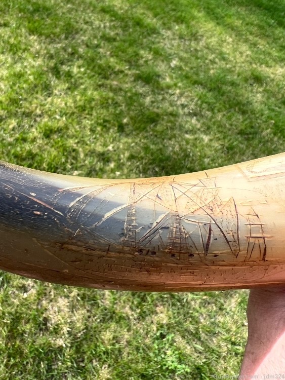 Engraved Early US Federal Powder Horn Identified Named and Dated 1834 War -img-14