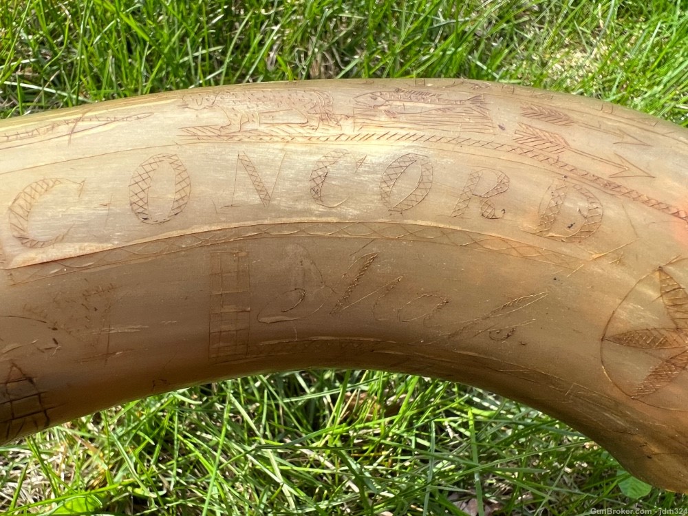 Engraved Early US Federal Powder Horn Identified Named and Dated 1834 War -img-20