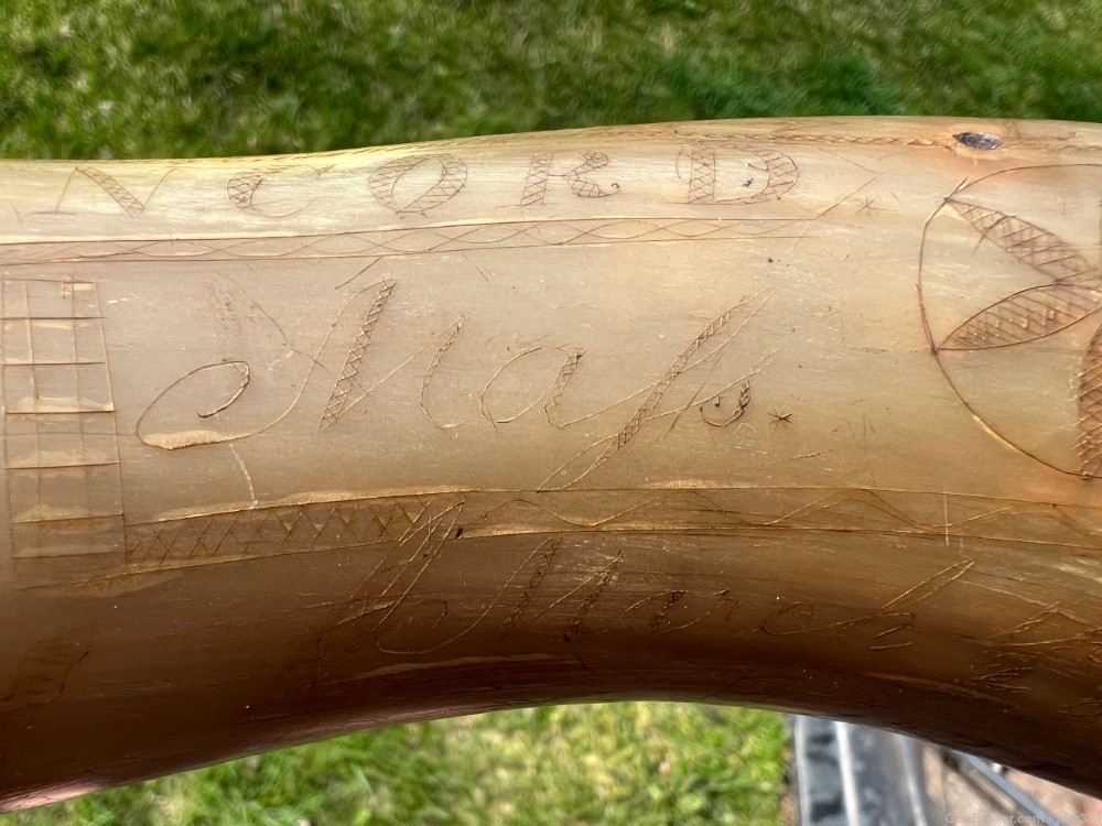 Engraved Early US Federal Powder Horn Identified Named and Dated 1834 War -img-19
