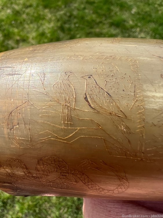 Engraved Early US Federal Powder Horn Identified Named and Dated 1834 War -img-1