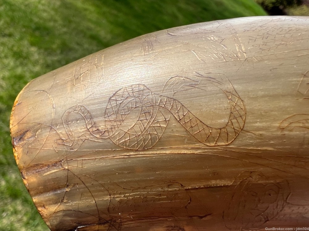 Engraved Early US Federal Powder Horn Identified Named and Dated 1834 War -img-11