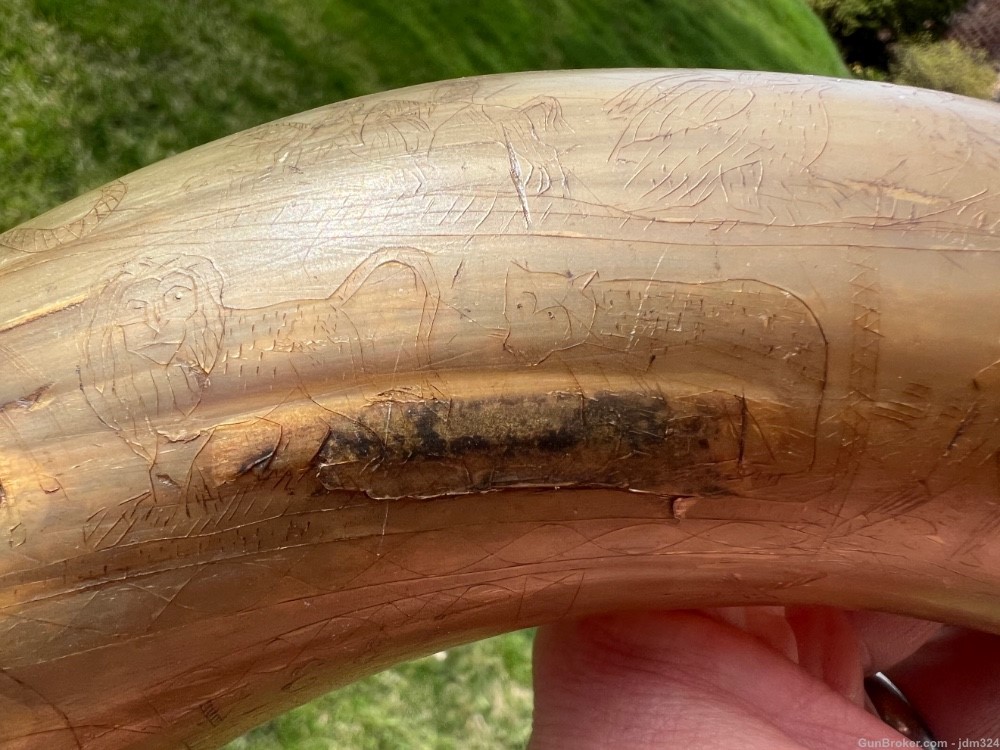 Engraved Early US Federal Powder Horn Identified Named and Dated 1834 War -img-10