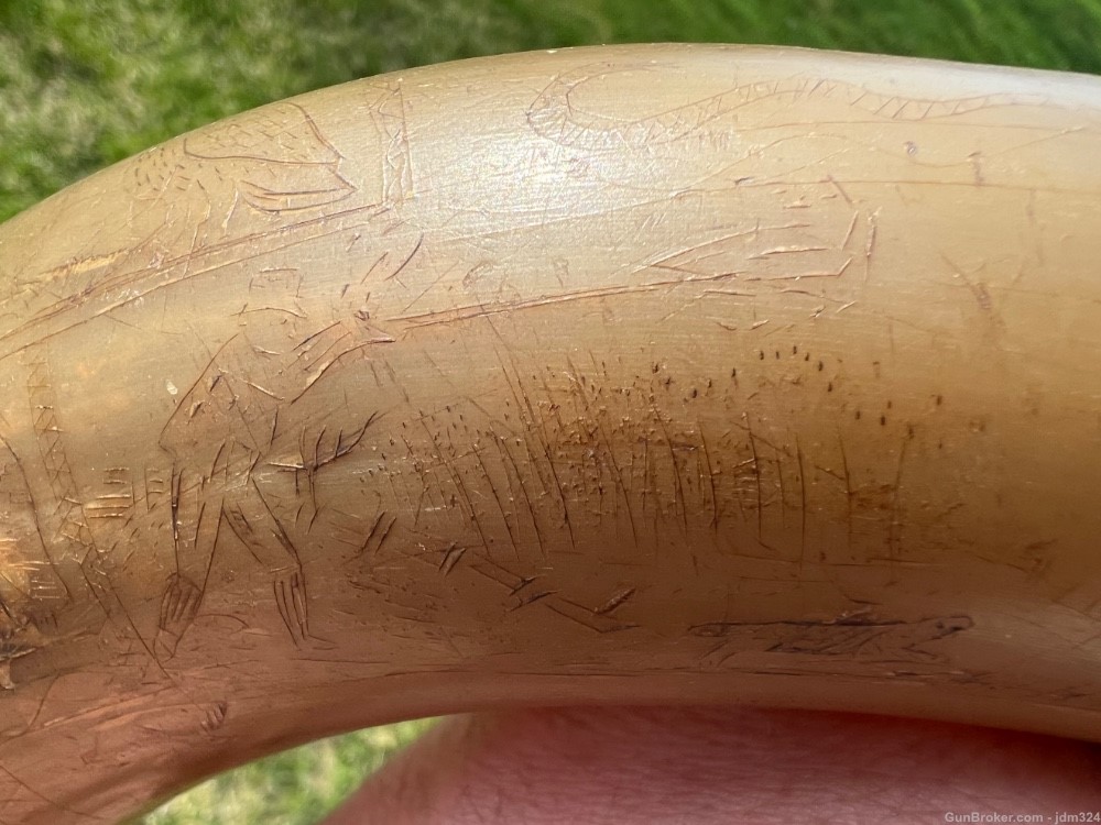 Engraved Early US Federal Powder Horn Identified Named and Dated 1834 War -img-9