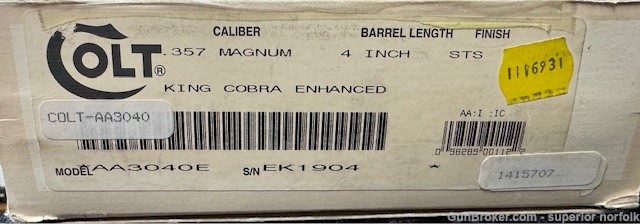 1994 Colt King Cobra Enhanced 357 4" In Original Box -img-8