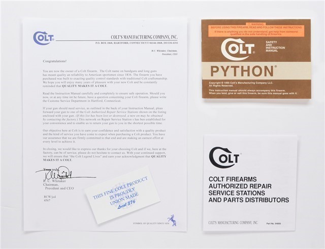 Colt Python 1990 Manual, Letter, More.-img-1