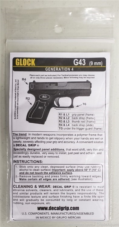 Decal Grip Glock 43 9mm rubber texture-img-1