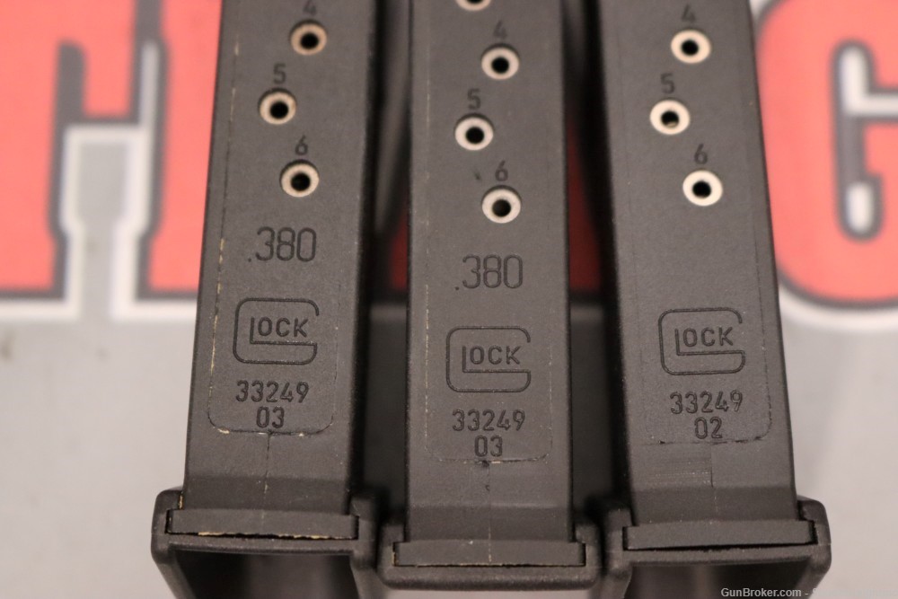 Lot O' Three (3) Glock G42 .380 ACP 6-Round Magazines (OEM)-img-6